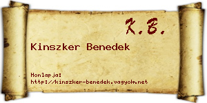 Kinszker Benedek névjegykártya